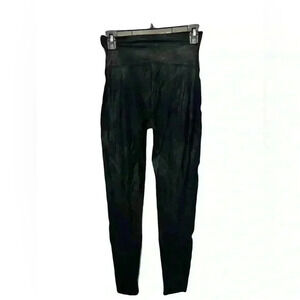 SPANX Faux Leather Leggings Black High Rise Slimming Shaping Women’s Size Small